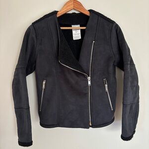 New Balance Moto Jacket Sz M Revitalize Faux Suede Womens Zip Black
